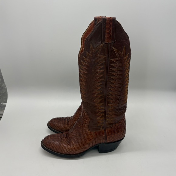 Sanders Womens 6B Brown Python Embroidered Western Cowgirl Boots - Picture 4 of 10